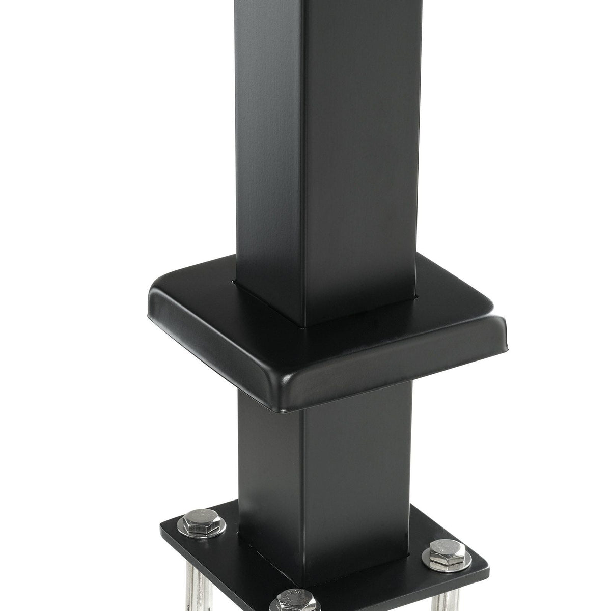 Cable Railing Post, 36" x 2" x 2" Steel Level Deck Railing Post Without Holes, SUS304 Stainless Steel Cable Rail Post, Stair Handrail Post with Horizontal and Curved Bracket, 1-Pack, Black