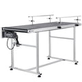 Belt Conveyor, 59 x 23.6 inch Conveyor Table, Heavy Duty Stainless Steel Motorized Belt Conveyor for Inkjet Coding Applications Powered PVC Belt Anti-Static Adjustable Speed (Double Guardrail)
