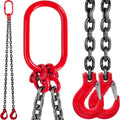 5FT Chain Sling 3/8" x 5' Double Leg with Grab Hooks Sling Chain 4T Capacity Double Leg Chain Sling Grade80(0.375In x 5Ft Double Leg Sling)