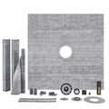 Shower Curb Kit, 72"x72" Shower Pan Kit with 2" PVC Central Flange, 4" Stainless Steel Grate, Waterproof Shower Curb & Membrane & Strip, Shower Pan Slope Sticks Fit for Bathroom