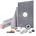 Shower Curb Kit, 48"x72" Watertight Shower Curb Overlay with 4" PVC Central Bonding Flange, 4" Stainless Steel Grate, 2 Cuttable Shower Curb and Trowel, Shower Pan Slope Sticks Fit for Bathroom