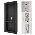 Shower Niche Ready for Tile 16" x 32", Double Shelf Organizer, Square Corners Wall-inserted Niche Recessed, Sealed Protection Modern Soap Storage Niche for Shower Bathroom, Black