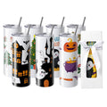 8 Pack Sublimation Tumblers 20 Oz Skinny Straight, Stainless Steel Sublimation Tumblers Blank, Stainless Steel Double Wall Tumbler for Heat Transfer Customized Gifts with Lid and Straw, Gift Box