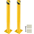 Safety Bollard, 36 Inch Height Bollard Post, 5.5 Inch Diameter Steel Pipe Safety Bollard Post, Yellow Steel Bollard, Steel Safety Bollard with 8 Anchor Bolts, Perfect for Traffic-Sensitive Area