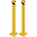 Safety Bollard, 42 Inch Height Bollard Post, 4.5 Inch Diameter Steel Pipe Safety Bollard Post, Yellow Steel Bollard, Steel Safety Bollard with 8 Anchor Bolts, Perfect for Traffic-Sensitive Area