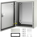 Electrical Enclosure Box, 16'' ×12'' ×6'', Carbon Steel Hinged Junction Box, IP66 Waterproof & Dustproof, Outdoor Electrical Box, with Mounting Plate