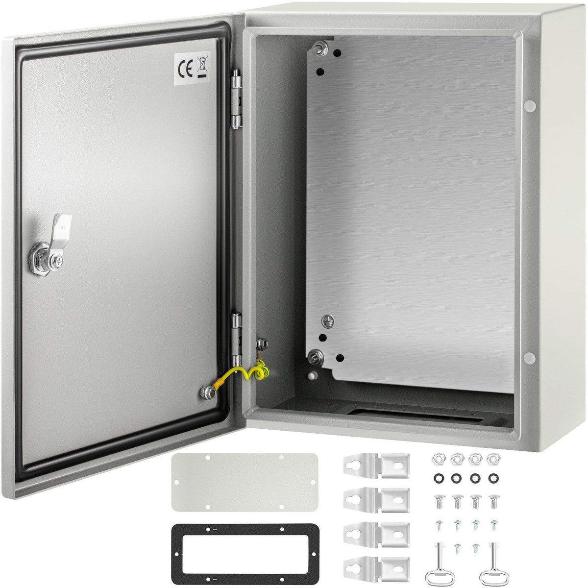 Electrical Enclosure Box, 16'' ×12'' ×6'', Carbon Steel Hinged Junction Box, IP66 Waterproof & Dustproof, Outdoor Electrical Box, with Mounting Plate