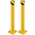 Safety Bollard, 36 Inch Height Bollard Post, 4.5 Inch Diameter Steel Pipe Safety Bollard Post, Yellow Steel Bollard, Steel Safety Bollard with 8 Anchor Bolts, Perfect for Traffic-Sensitive Area