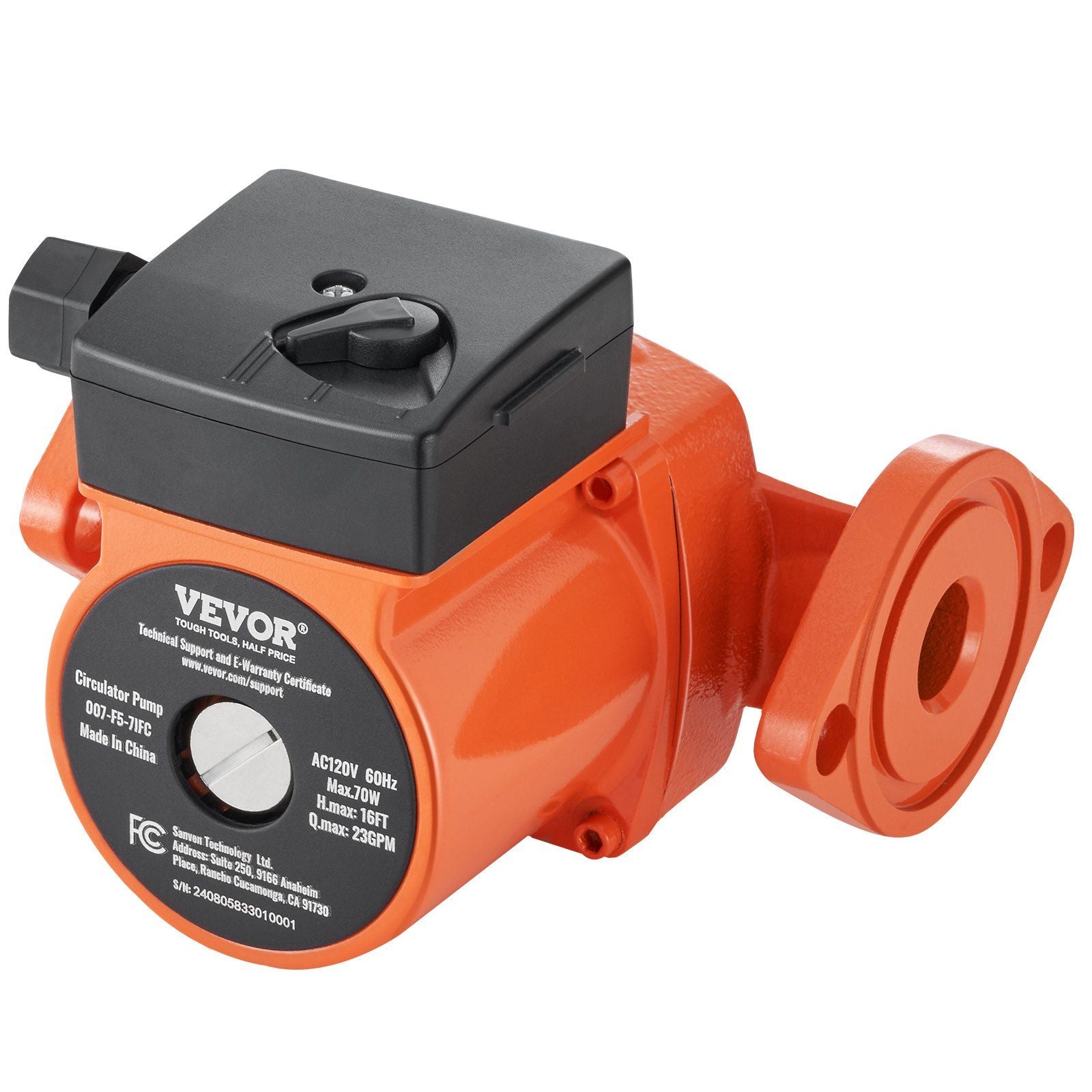 007-F5-7IFC Hot Water Circulation Pump 110V 70W 23 GPM Recirculating Pump