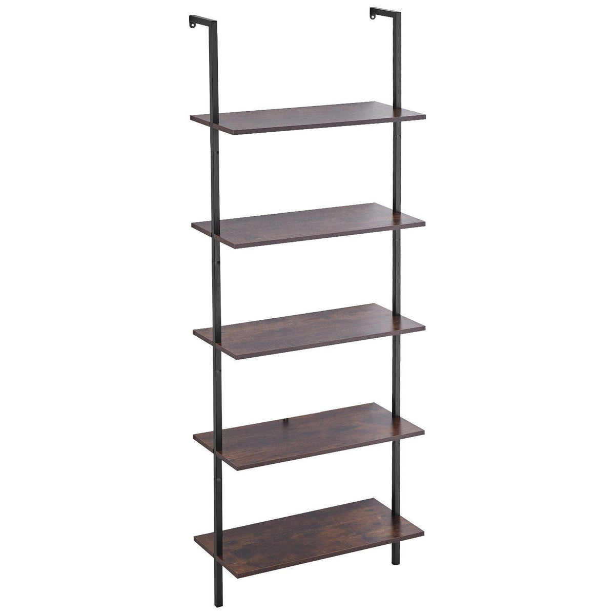 Industrial Square Pipe Shelf 5 Tier 24x11.8in Wall-Mount for Bedroom
