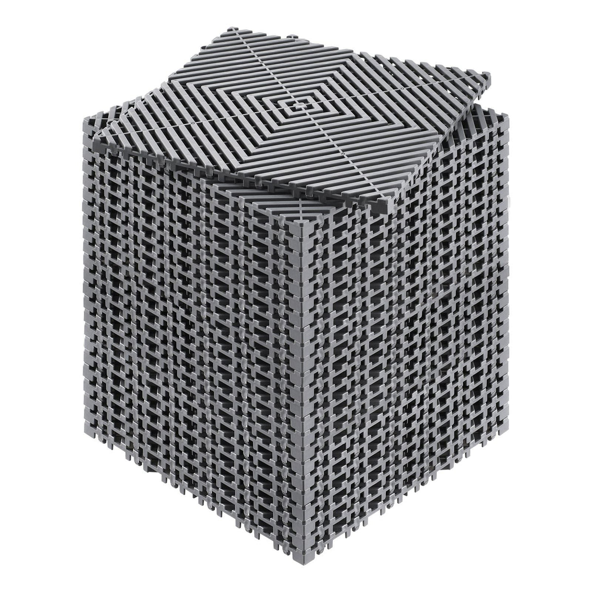 Interlocking Drainage Mat, 12'x12' Modular Cushion Durable PP Material, 24 Pcs Splicing Drainage Mats, Non-Slip Drainage Floor Tile and Shower Mat, for Garage, Garden, Kitchen & Outdoor, Grey