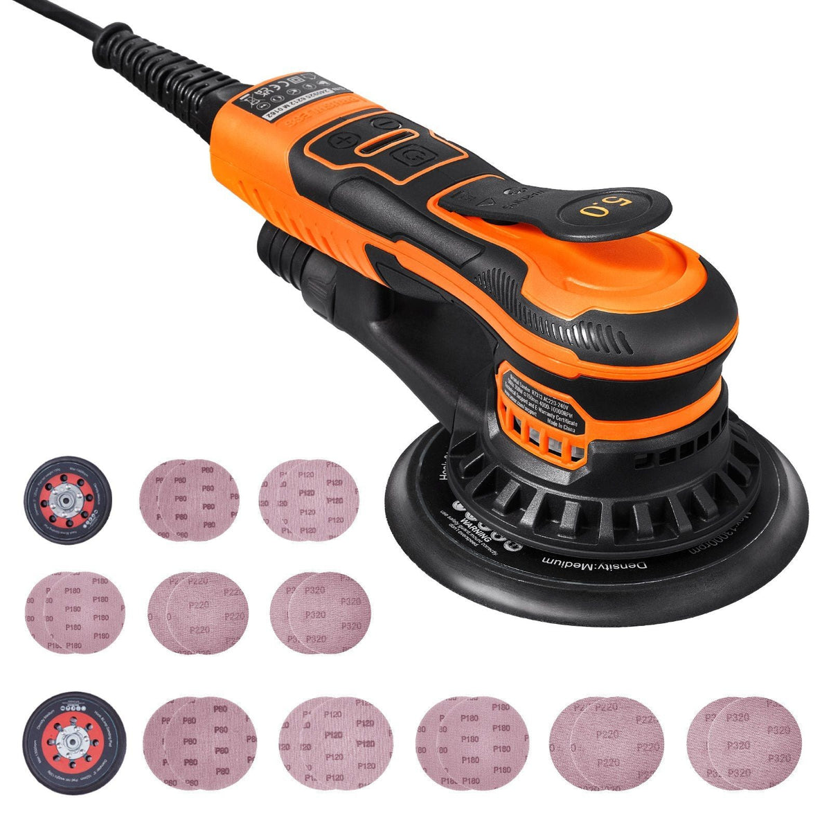 Random Orbital Sander 5" & 6" Brushless Orbital Sander Sander 10000PRM 6 Speed
