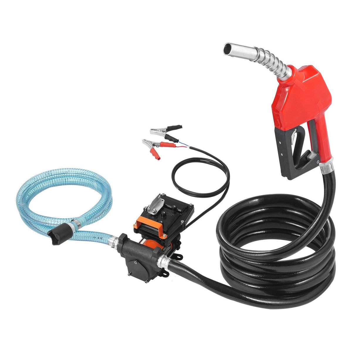 Fuel Transfer Pump 12V 15 GPM 1/4 HP Diesel Pump with Auto Fuel Nozzle