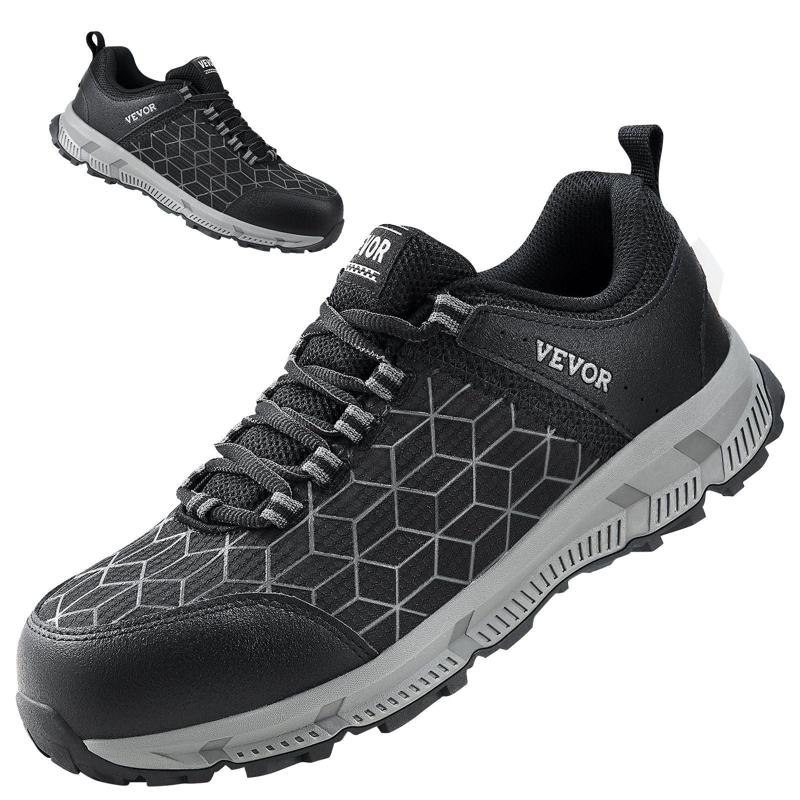 Steel Toe Shoes for Men US Size 9 Athletic Work Shoe Sneakers Black
