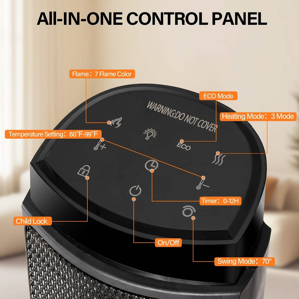 Portable Electric Space Heater with Remote & Thermostat