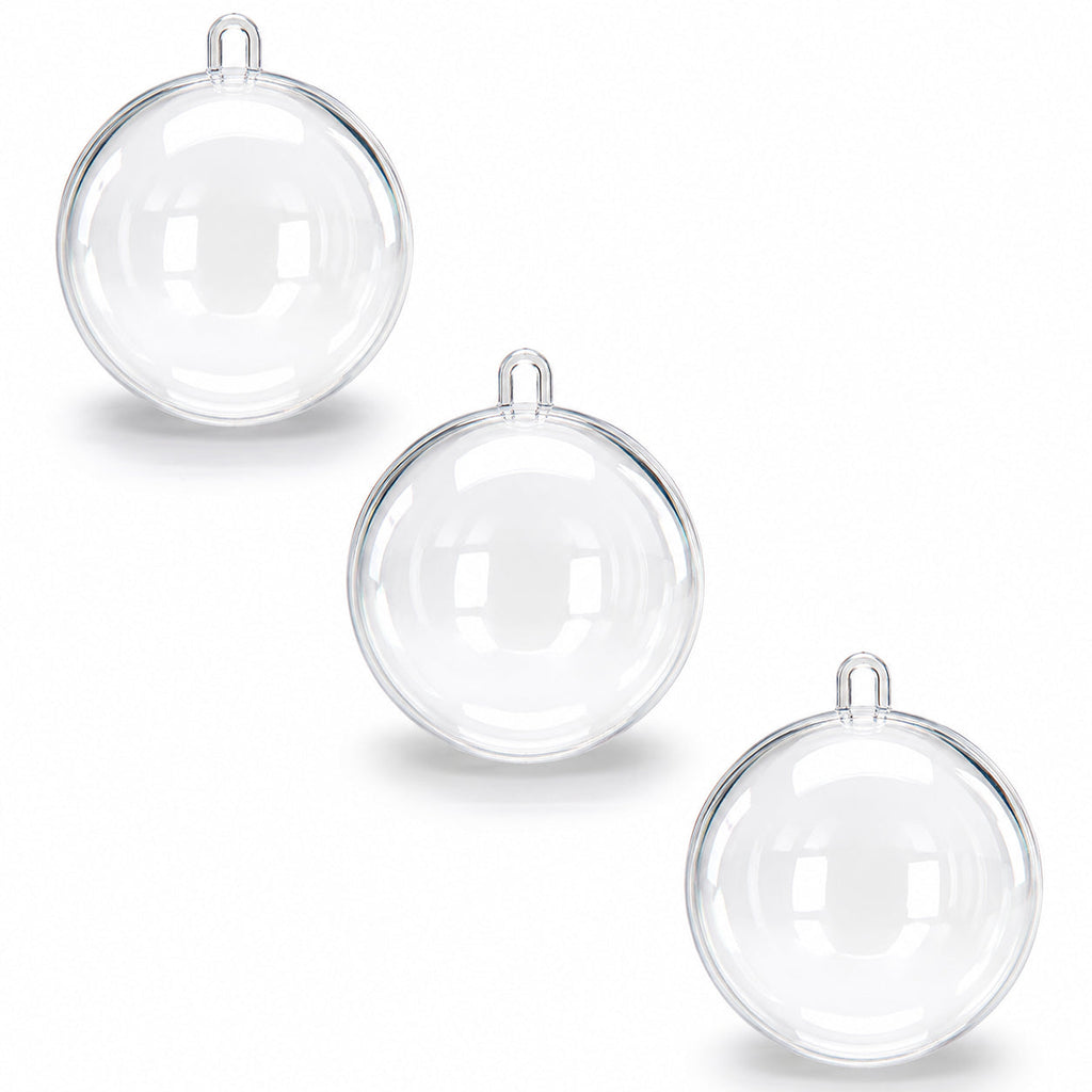 3.15-Inch Clear Plastic Fillable Christmas Ball Ornaments for DIY Projects: Set of 3
