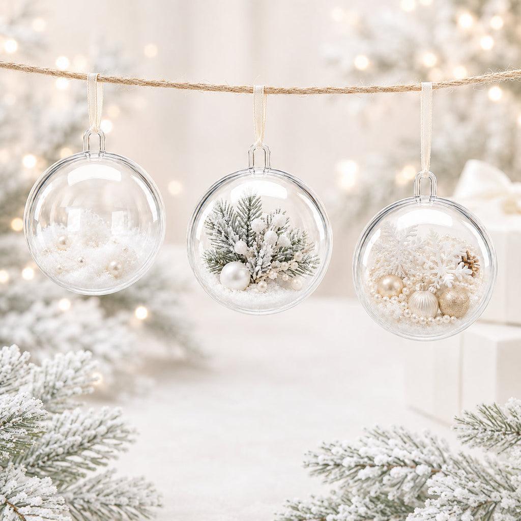 3.15-Inch Clear Plastic Fillable Christmas Ball Ornaments for DIY Projects: Set of 3