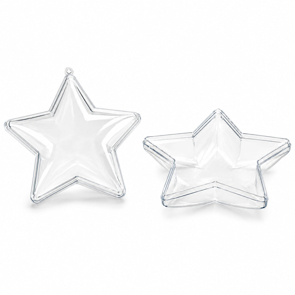 Set of 3 Openable Fillable Clear Plastic Star Christmas Ornaments DIY Craft 3.5 Inches