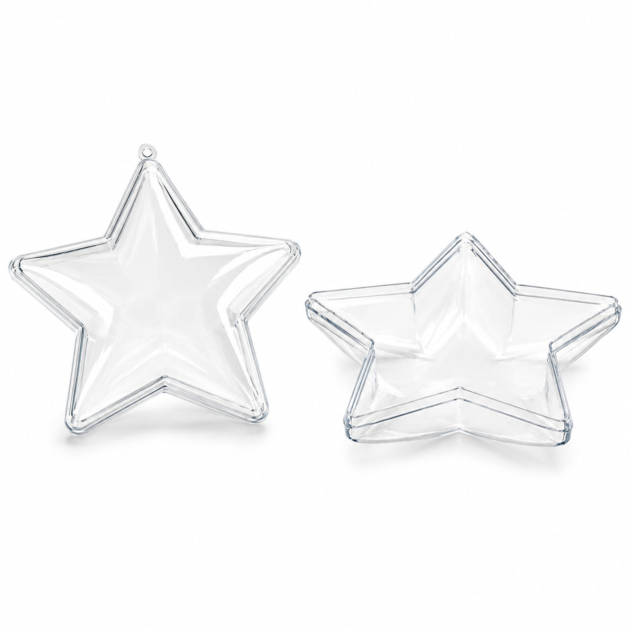 Set of 3 Openable Fillable Clear Plastic Star Christmas Ornaments DIY Craft 3.5 Inches