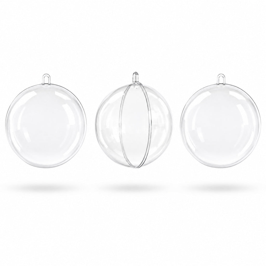 3.15-Inch Clear Plastic Fillable Christmas Ball Ornaments for DIY Projects: Set of 3