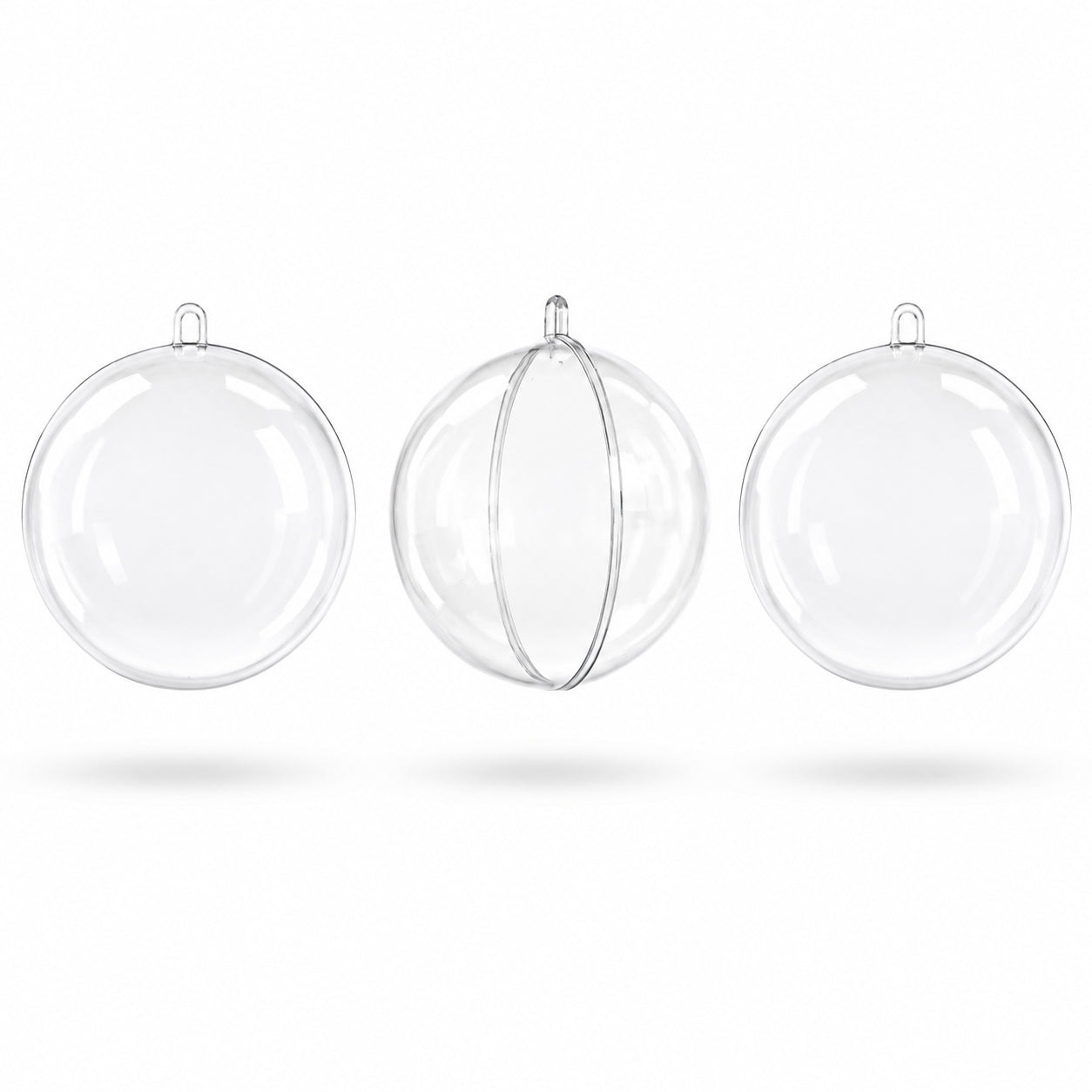 Set of 3 Openable Fillable Clear Plastic Ball Christmas Ornaments DIY Craft 4 Inches