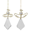 Set of 2 Clear Plastic Angels with Golden Wings Christmas Ornaments 3 Inches