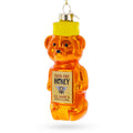Honey Bear With Label Detail Glass Christmas Ornament