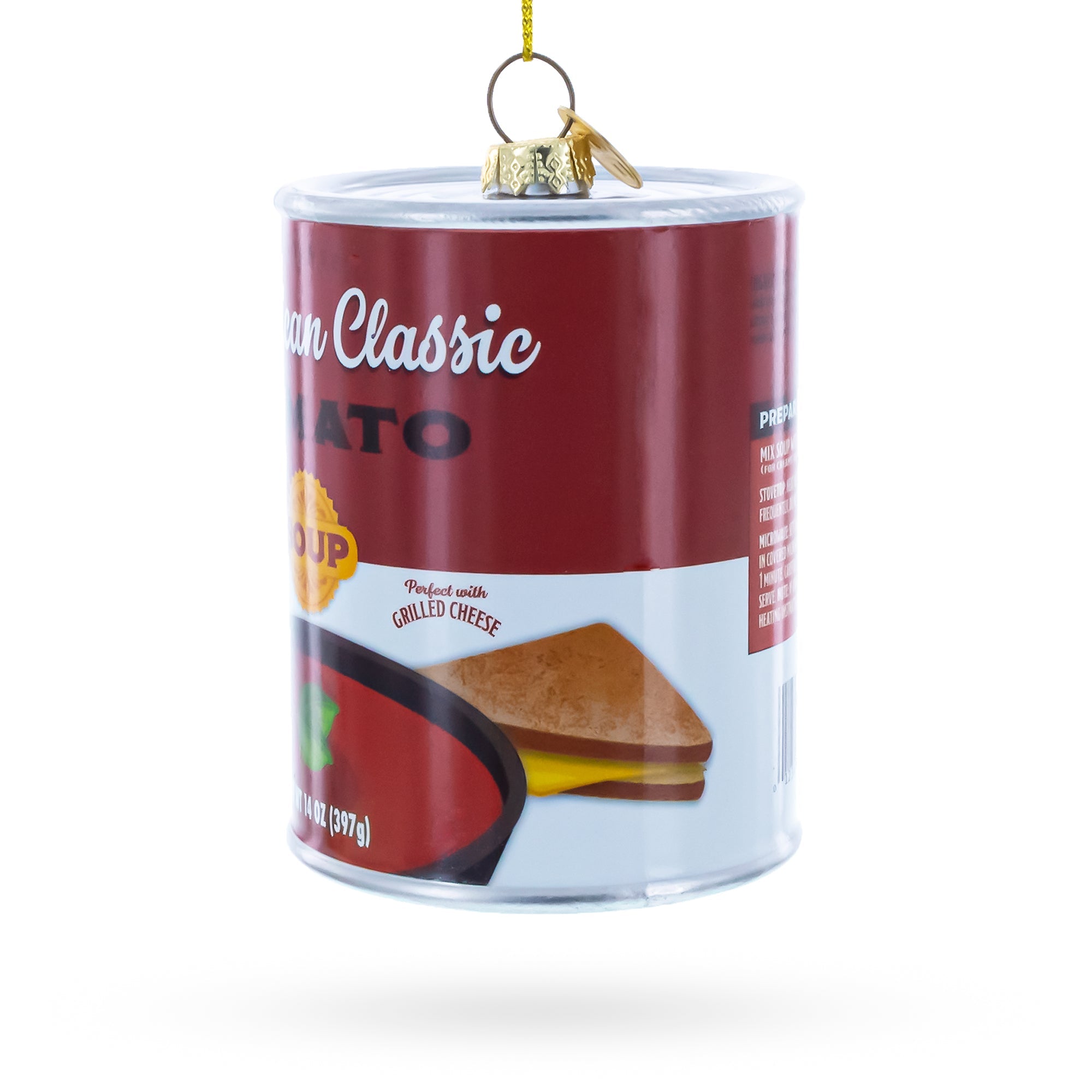 Tomato Soup Can Glass Christmas Ornament