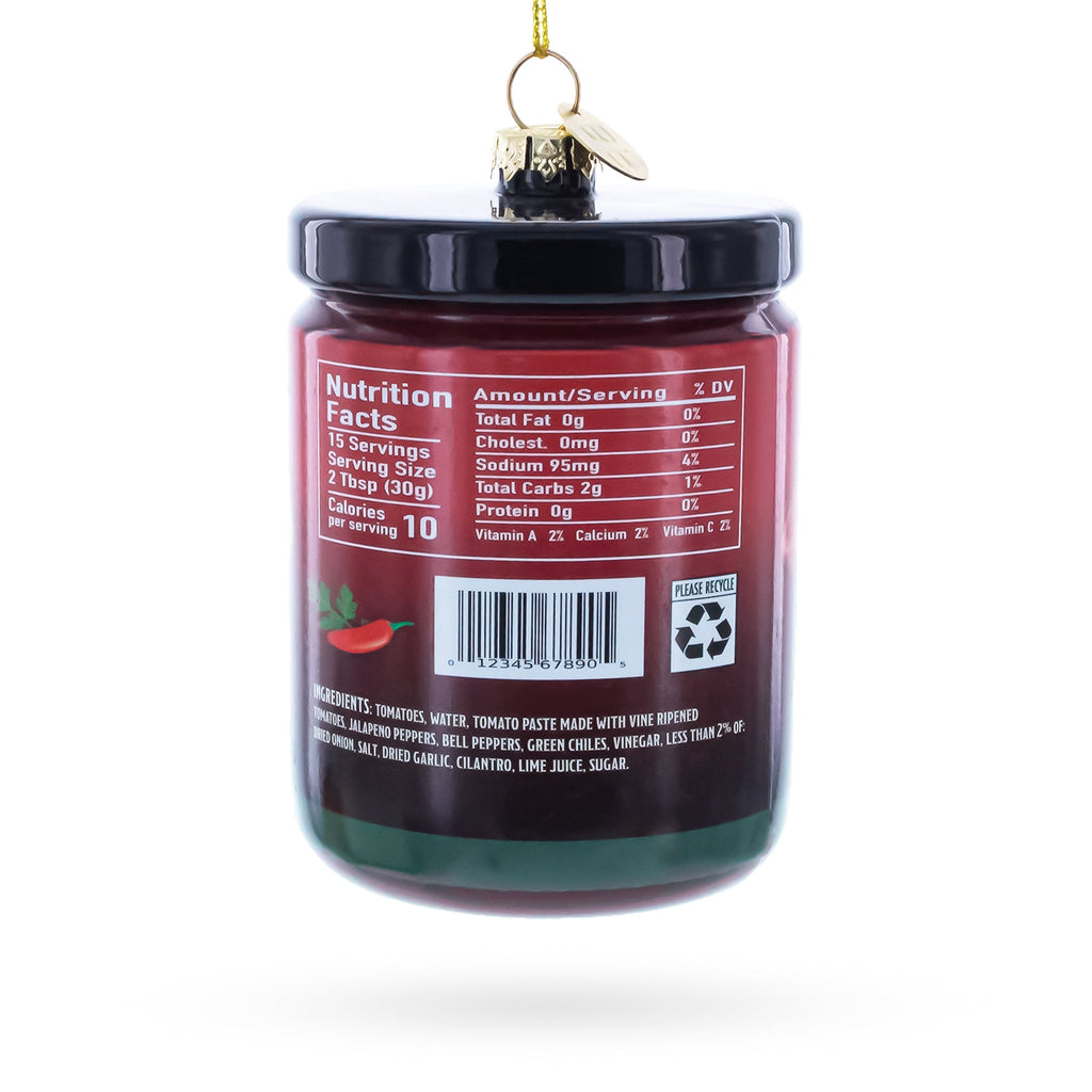 Fresh Salsa Jar Glass Christmas Ornament