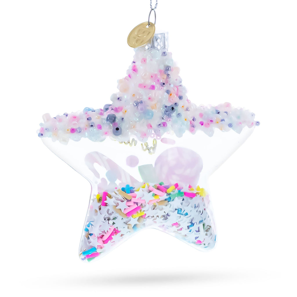 Sugar Star with Shakable Sprinkles Glass Christmas Ornament