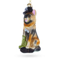 German Shepherd K9 Police Dog Glass Christmas Ornament