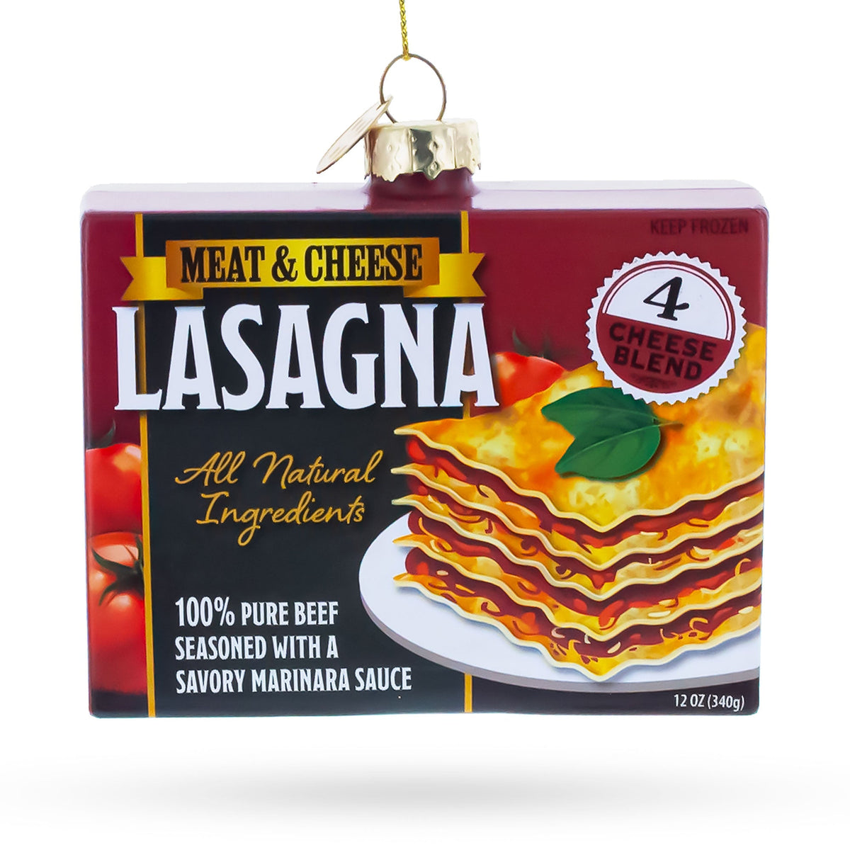 Lasagna Box Glass Christmas Ornament