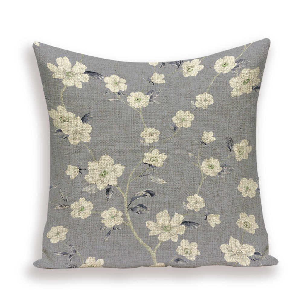 Decorative Plant Flower Throw Pillow Cover Soft Linen Cushion Cover For Living Room Couch Sofa Patio Outdoor Home Decor  Decorative Plant Flower Throw Pillow Covers For Couch Sofa Bed Modern Quality Design Cushion Cover 45x45cm