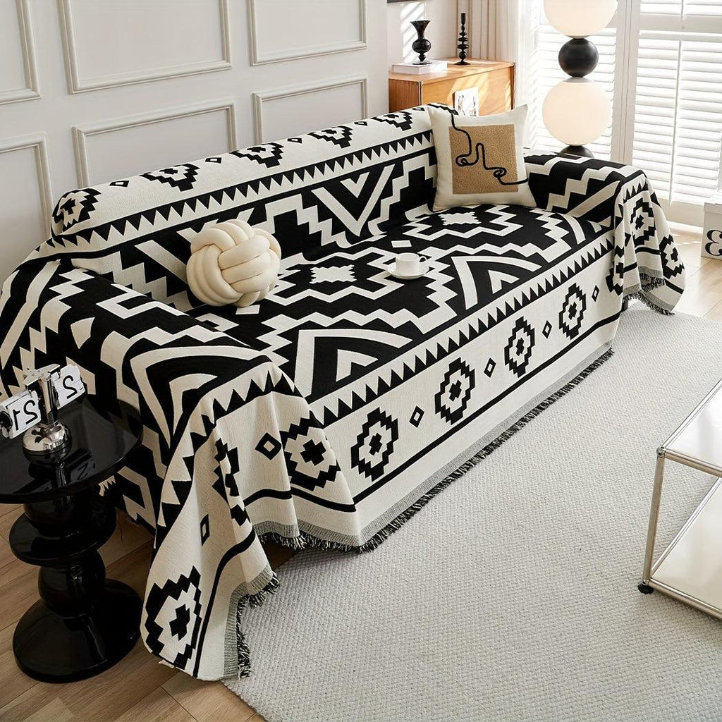 Boho-Chic All-Season Sofa Cover | Light Gray & Pet Proof Couch Cover