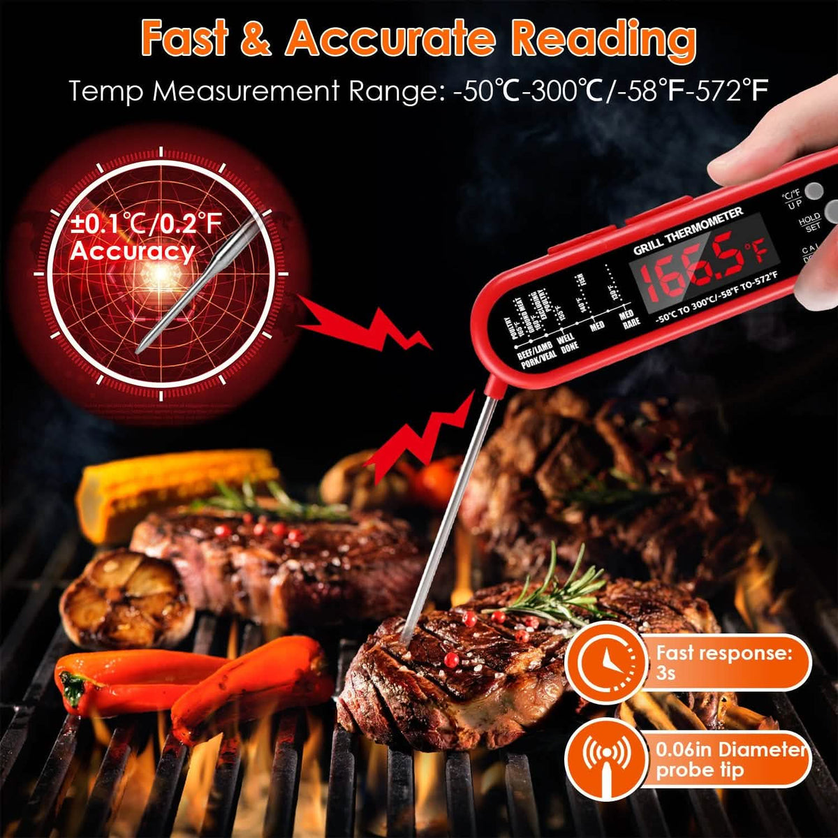 Digital Thermometer BBQ Meat Food Cooking Temperature Tester
