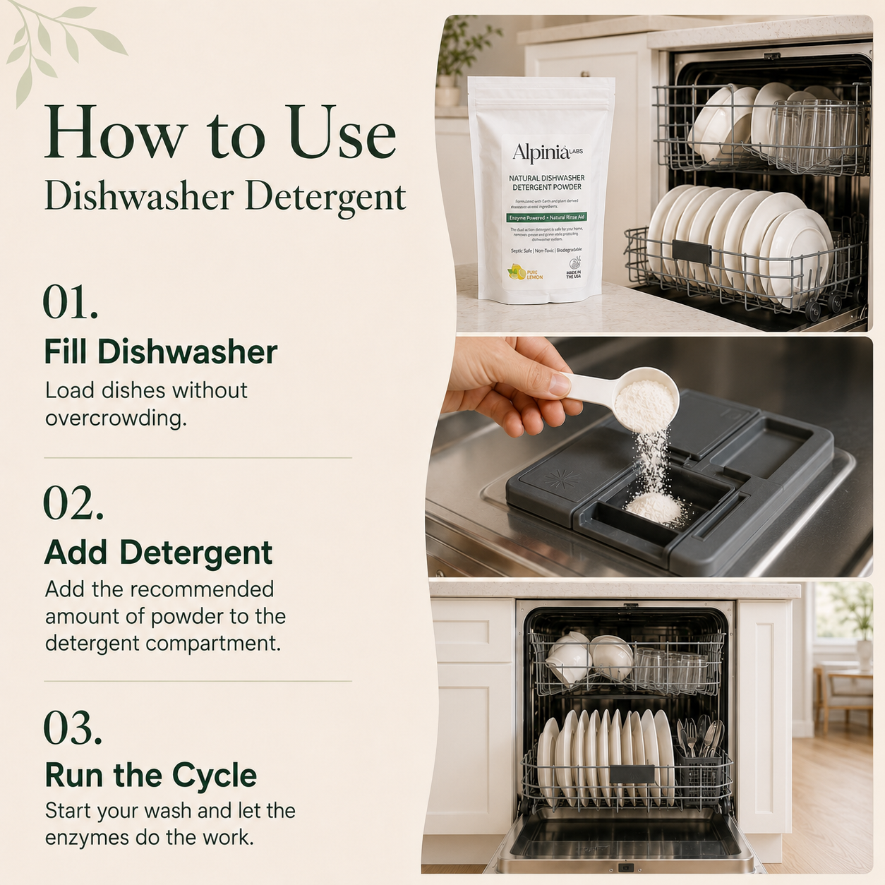 Powerful Dishwasher Detergent with Enzymes — No Microplastics, No Residue