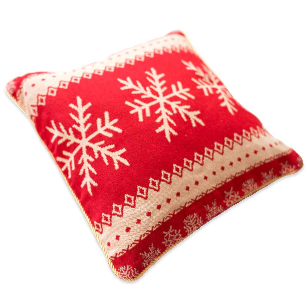 Set of 2 White Snowflakes on Red Christmas Throw Cushion Pillow Covers