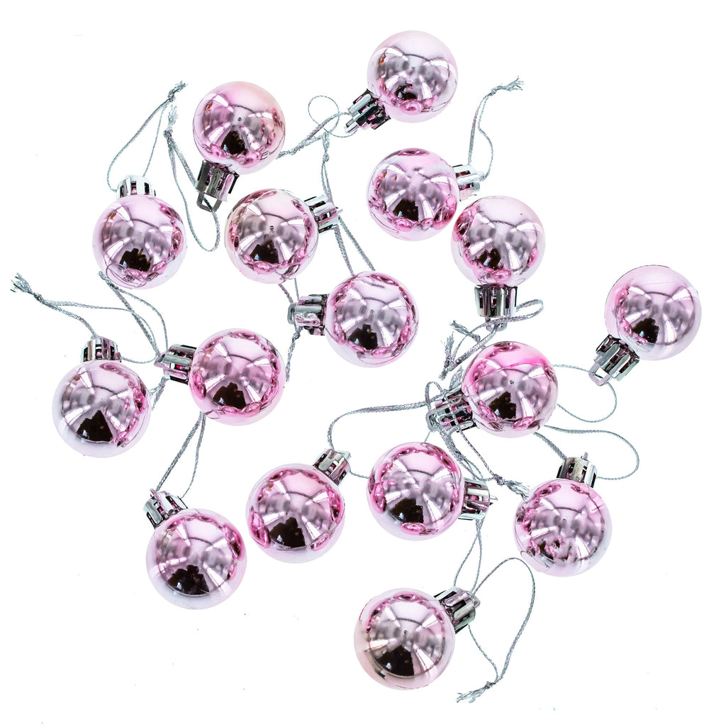 Set of 40 Pink Mini Ball Plastic Christmas Ornaments