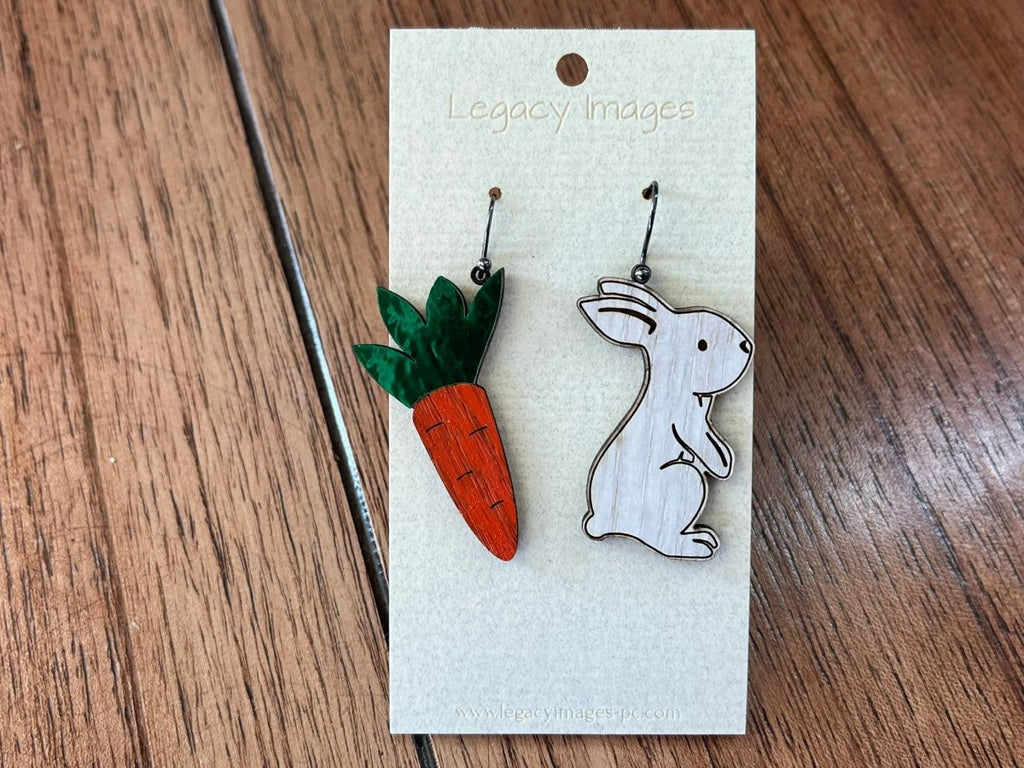 Easter Bunny & Carrot Dangle Earrings