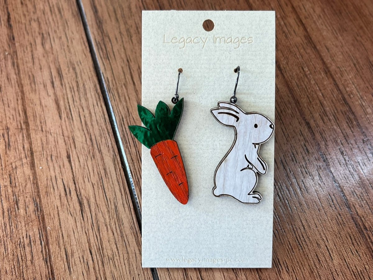 Easter Bunny & Carrot Dangle Earrings