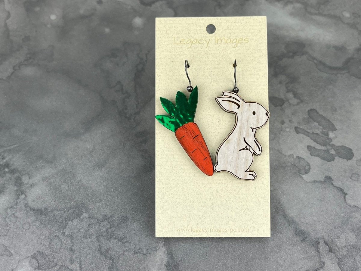 Easter Bunny & Carrot Dangle Earrings