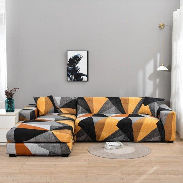 Elastic Sofa Covers for Living Room Stretch Slipcovers Sectional Couch Cover L Shape Corner Armchair Cover 1/2/3/4 Seater Slipcovers Elastic Stylish Printed Sectional Sofa Furniture Protector For Living Room