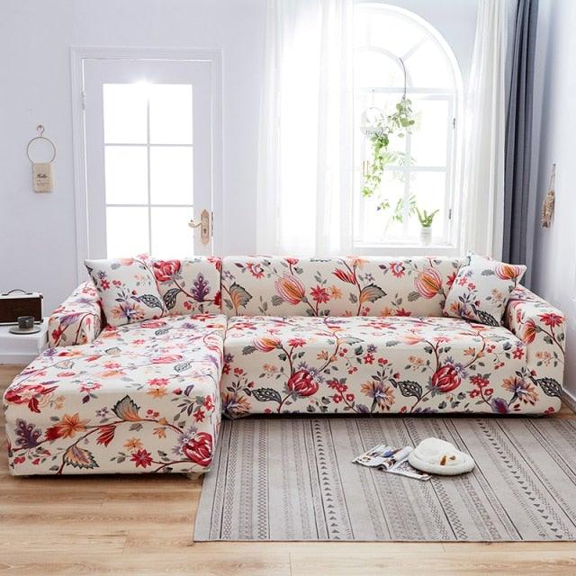 Elastic Sofa Covers for Living Room Stretch Slipcovers Sectional Couch Cover L Shape Corner Armchair Cover 1/2/3/4 Seater Slipcovers Elastic Stylish Printed Sectional Sofa Furniture Protector For Living Room