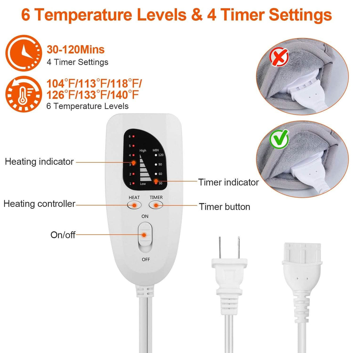 Electric Foot Warmer with 6 Temperature Settings