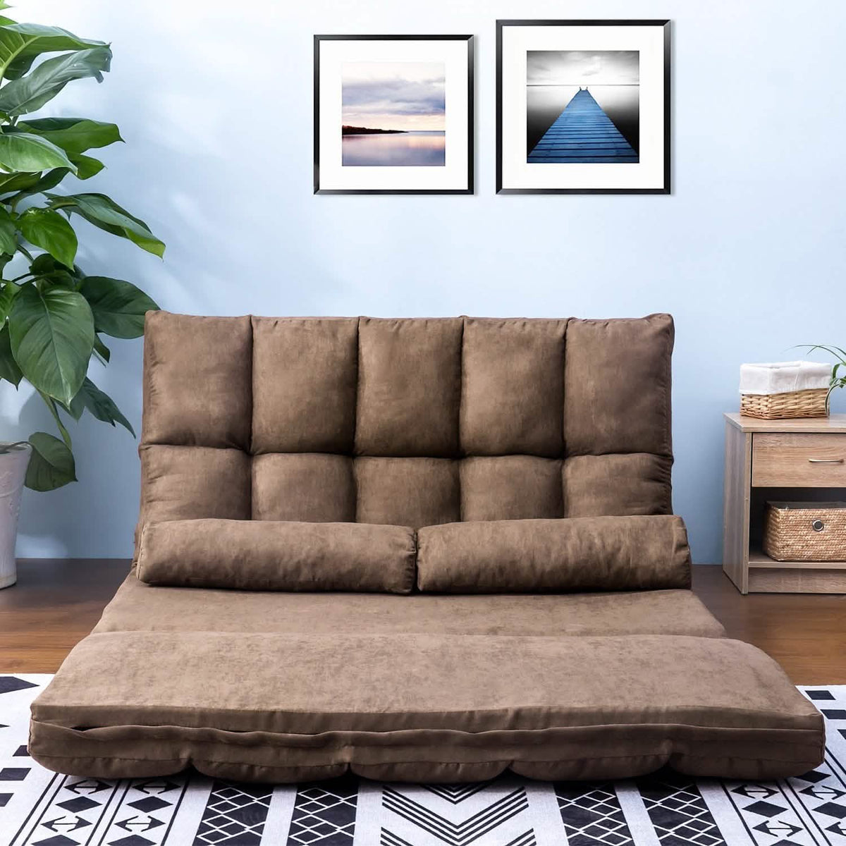Floor Sofa Bed, Foldable Double Chaise Lounge Sofa Chair
