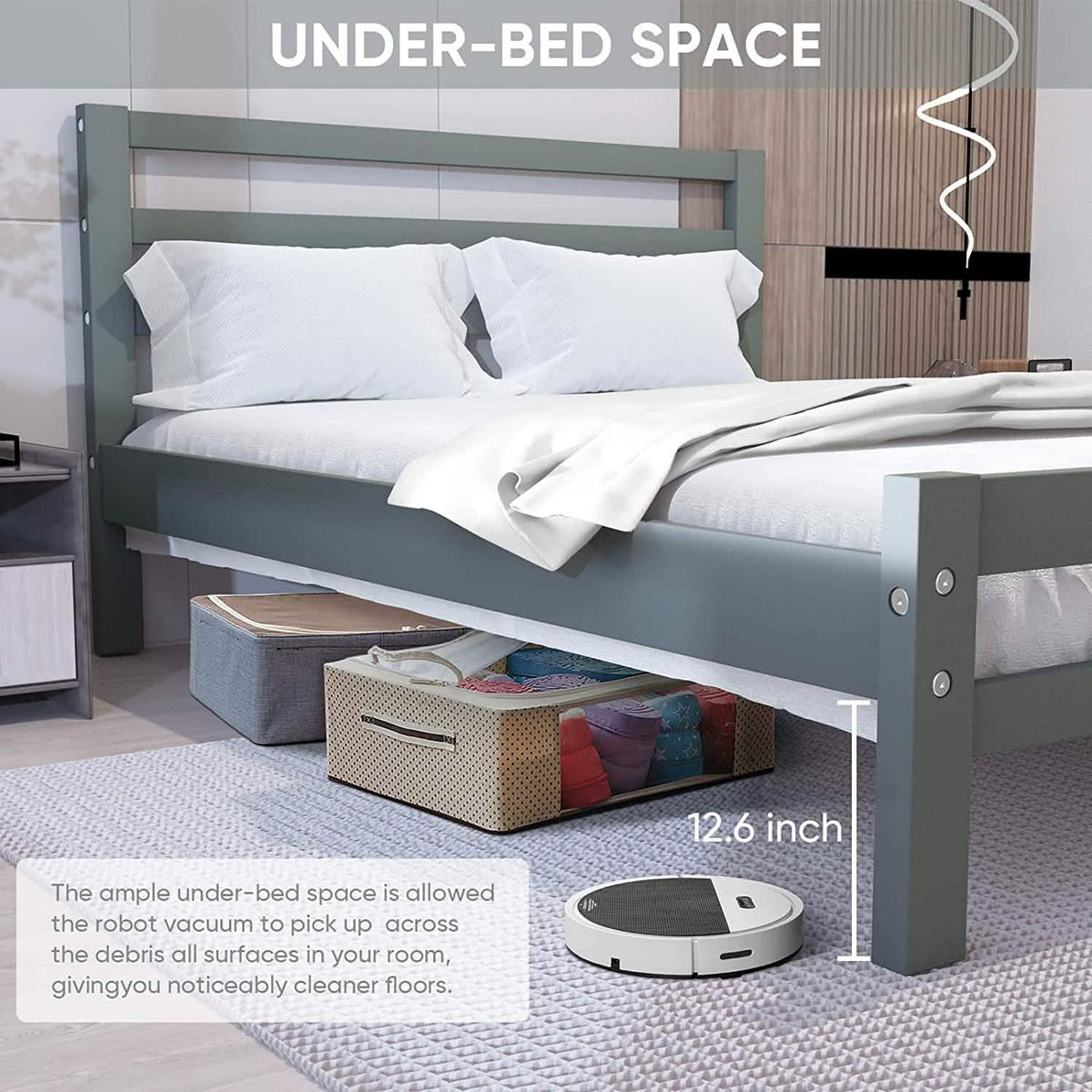 Full Platform Bed Frame with Two Storage Drawers