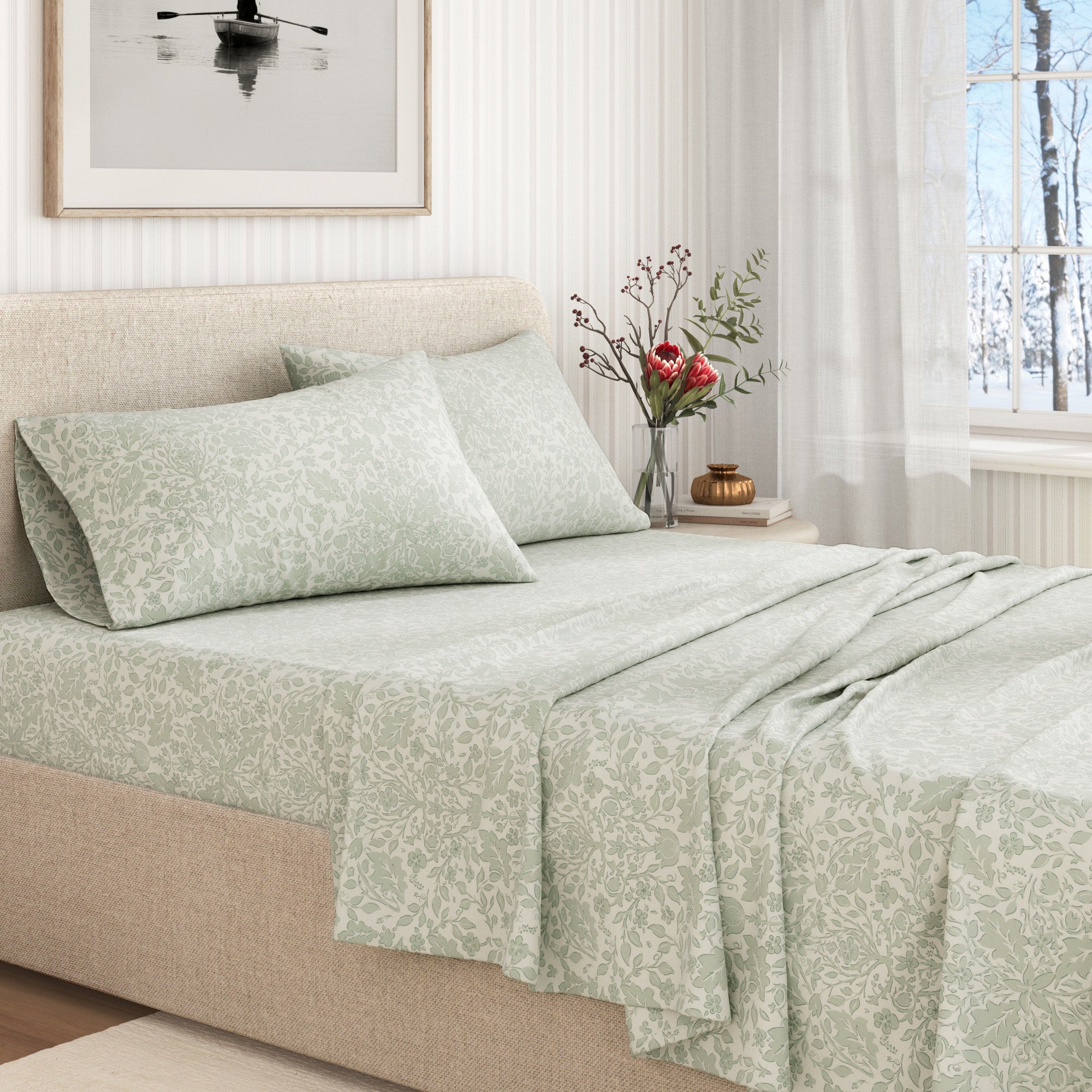 Turkish Cotton Flannel Sheet Set - Winter Floral Collection