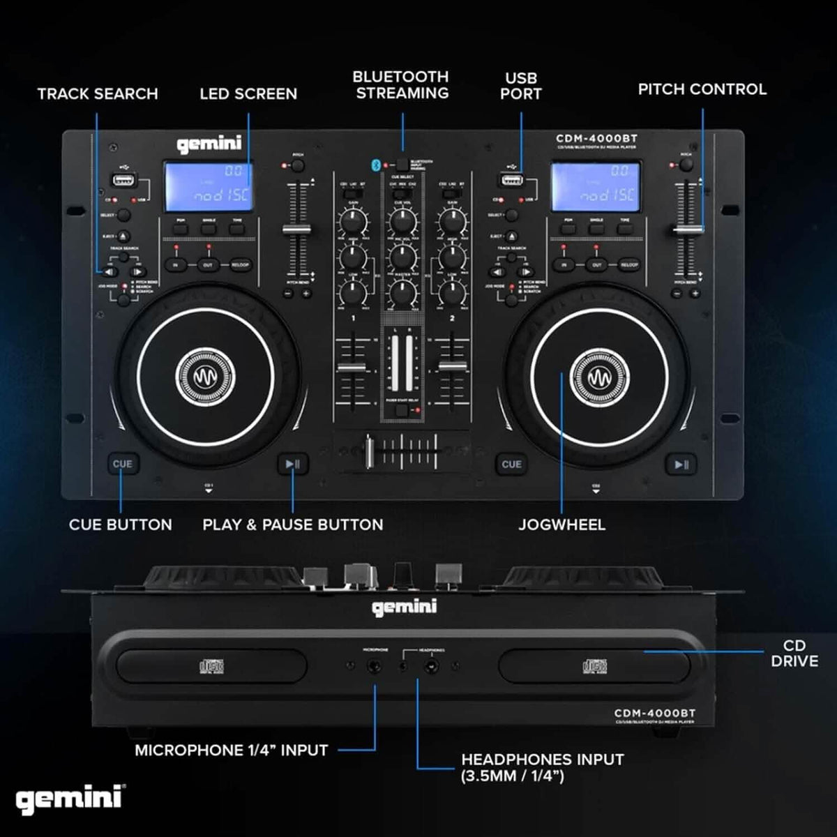 Gemini Sound CDM-4000BT DJ Mixer (Refurbished)