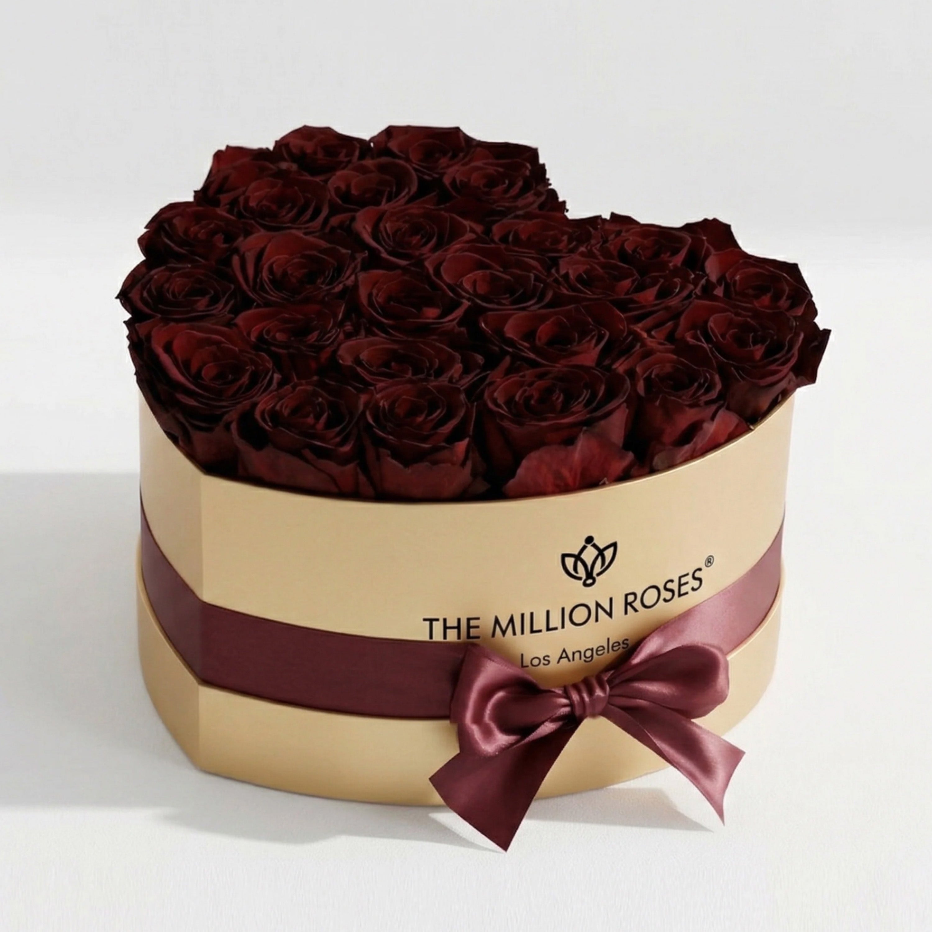 Heart Gold Box | Burgundy Roses