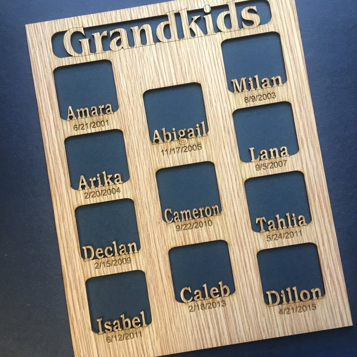 Grandkids Name Picture Frame with Dates